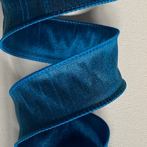 1.5&quot;  2.5&quot; or 4&quot;  Royal Blue Dupioni Ribbon ~ Wired Edges ~ Faux Silk ~ 10 Yard Roll