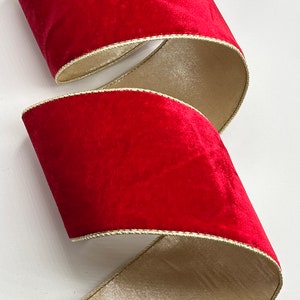4&quot; Luxe Red Velvet Ribbon ~ Platinum Back ~ Wired Edges ~ d stevens ~ 10 Yard Roll