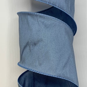 1.5&quot; 2.5&quot; or 4&quot; French Blue Dupioni Ribbon ~ Wired Edges ~ Faux Silk ~ By The Roll