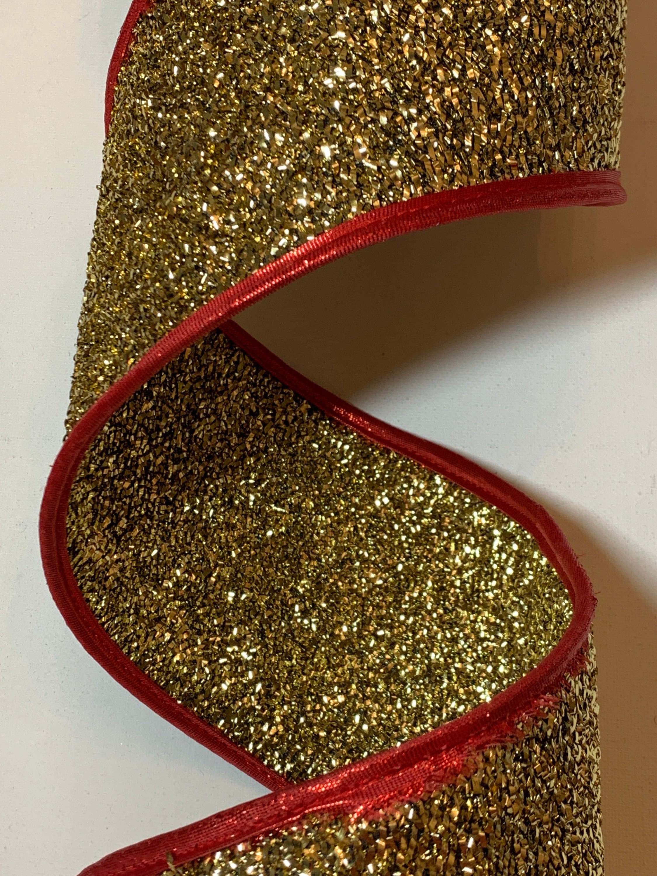 4 Gold Tinsel Lame Ribbon With Red Wired Edges Sold by Etsy UK