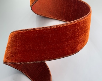 2.5" Velvet Luster Ribbon ~ Cinnamon ~ Rust ~ Farrisilk ~ Designer Ribbon ~  10 Yard Roll