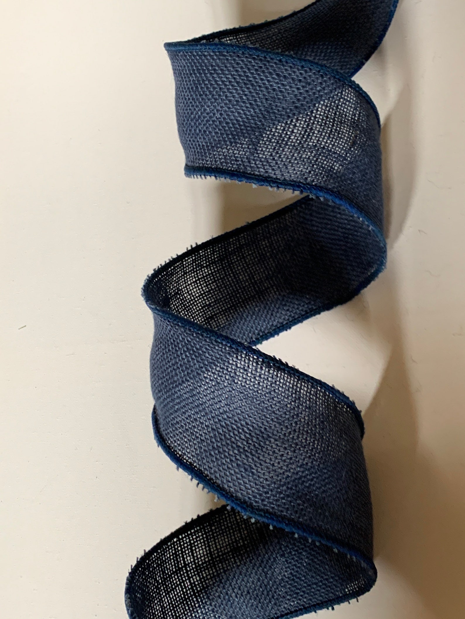 2.5 Navy Blue Burlap Ribbon Wired Ribbon 10 Yard Etsy