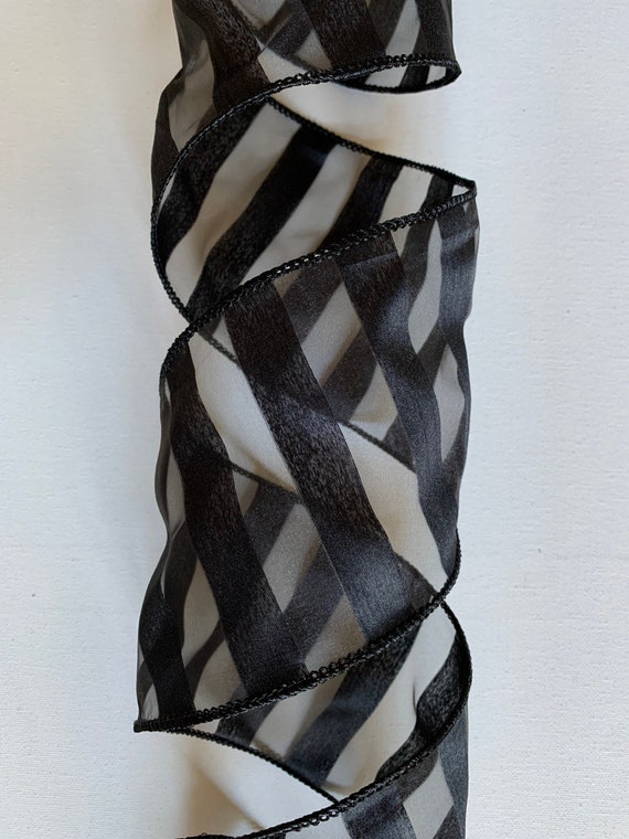 Black and White Glitter Thin Stripes Ribbon, 4 x 10yd