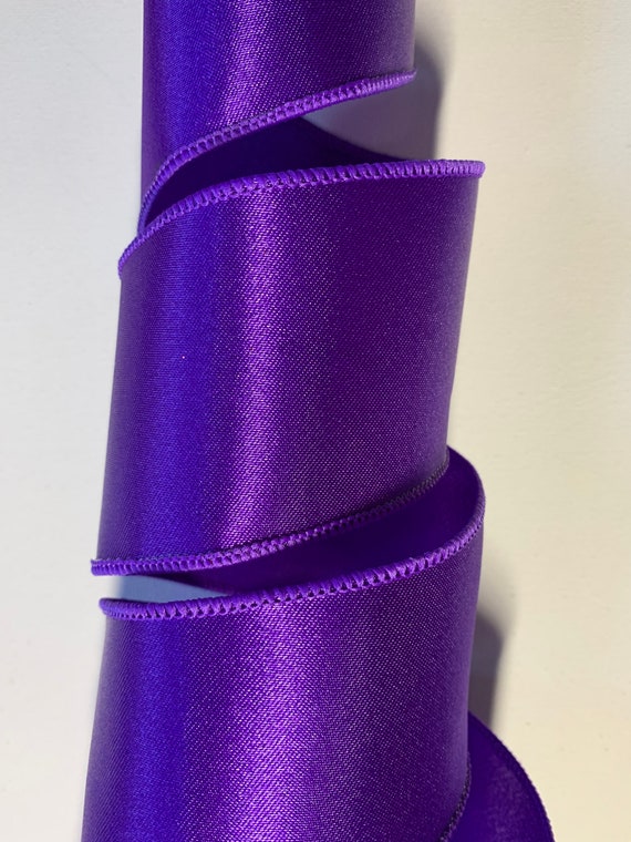 Purple Wired Edge Ribbon / 1.5 Ribbon by the Yard / Wreath and Bow Supplies