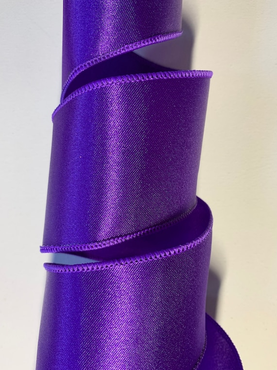 Purple Wired Edge Ribbon / 1.5 Ribbon by the Yard / Wreath and Bow Supplies