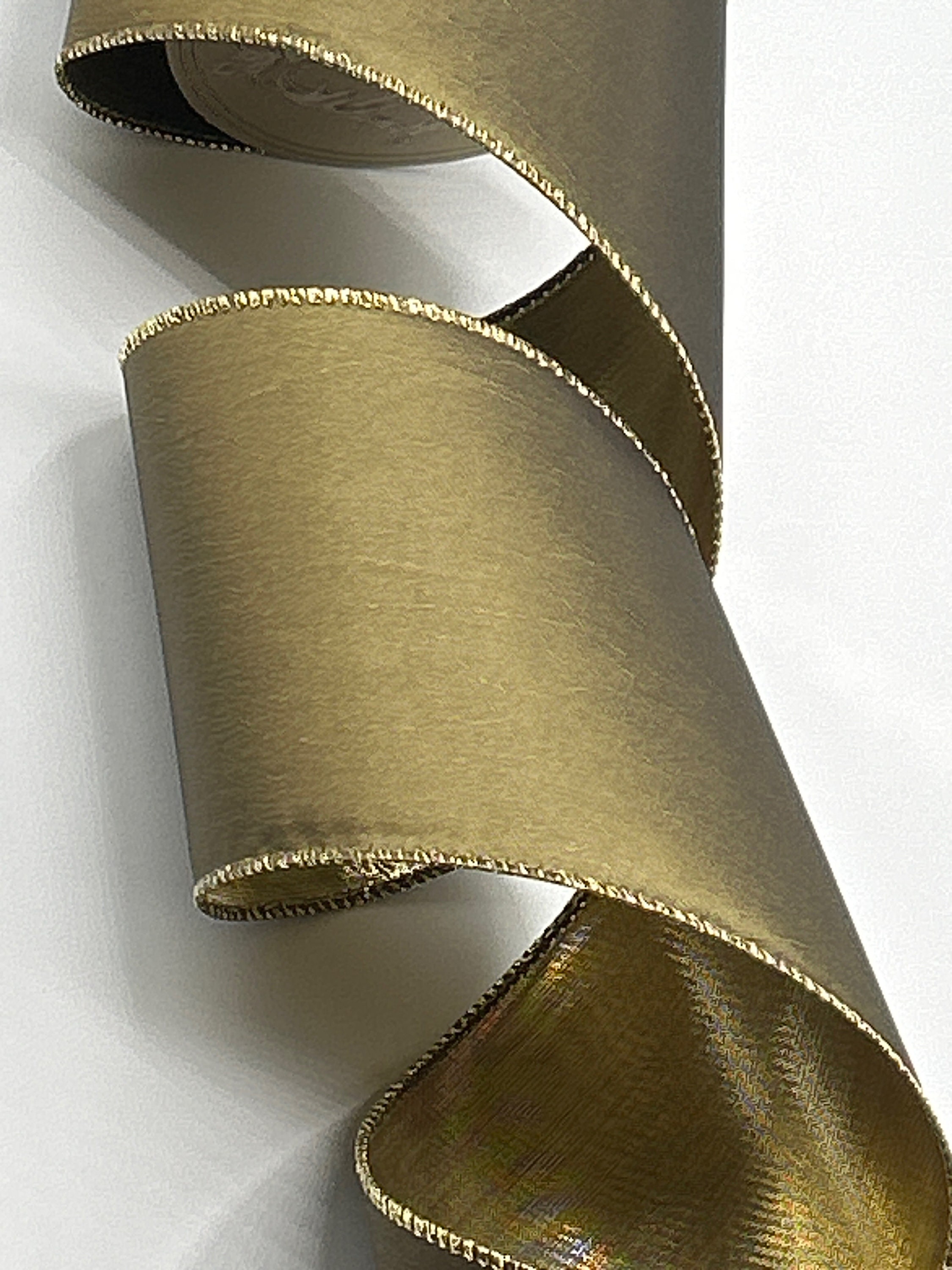 D. Stevens - Cream and Gold Glitter Diagonal Stripe Ribbon – THE