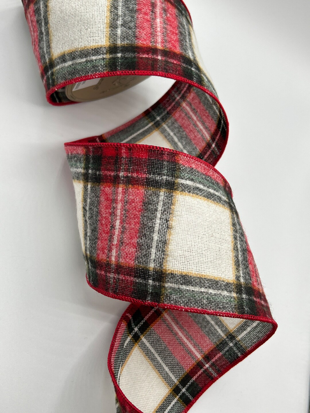4 Faux Wool Plaid Ribbon Woodstock Plaid Red Black Etsy