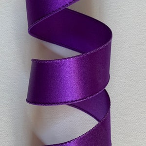 1.5" Purple Satin Ribbon ~ Wired Edges ~ Cut