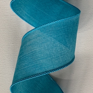 1.5&quot; or 2.5&quot; Turquoise Linen Ribbon ~ Solid Color ~ Wired Ribbon ~  10 Yard Roll