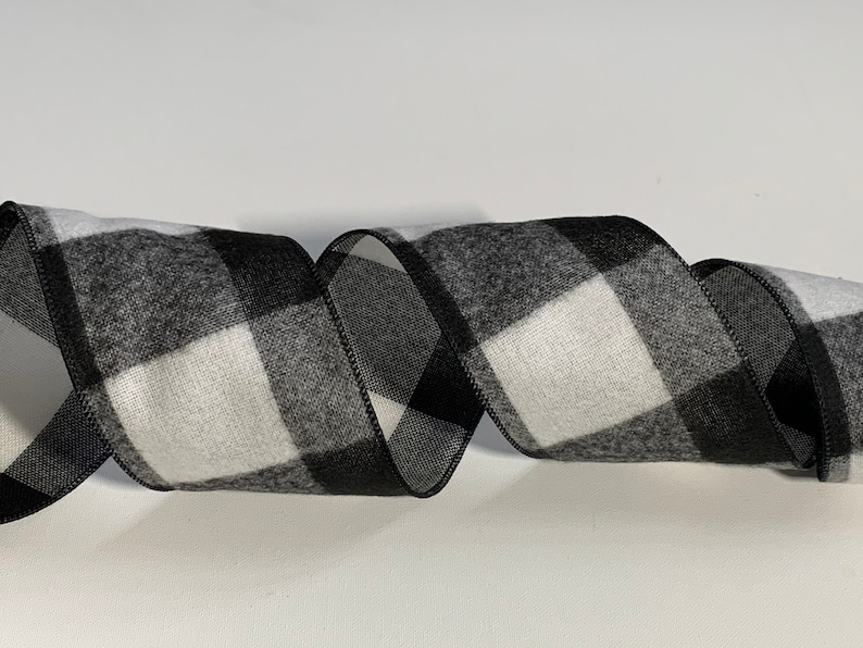 4 Black /& White Flannel Buffalo Check ~ Wired Edges ~ 10 Yard Roll