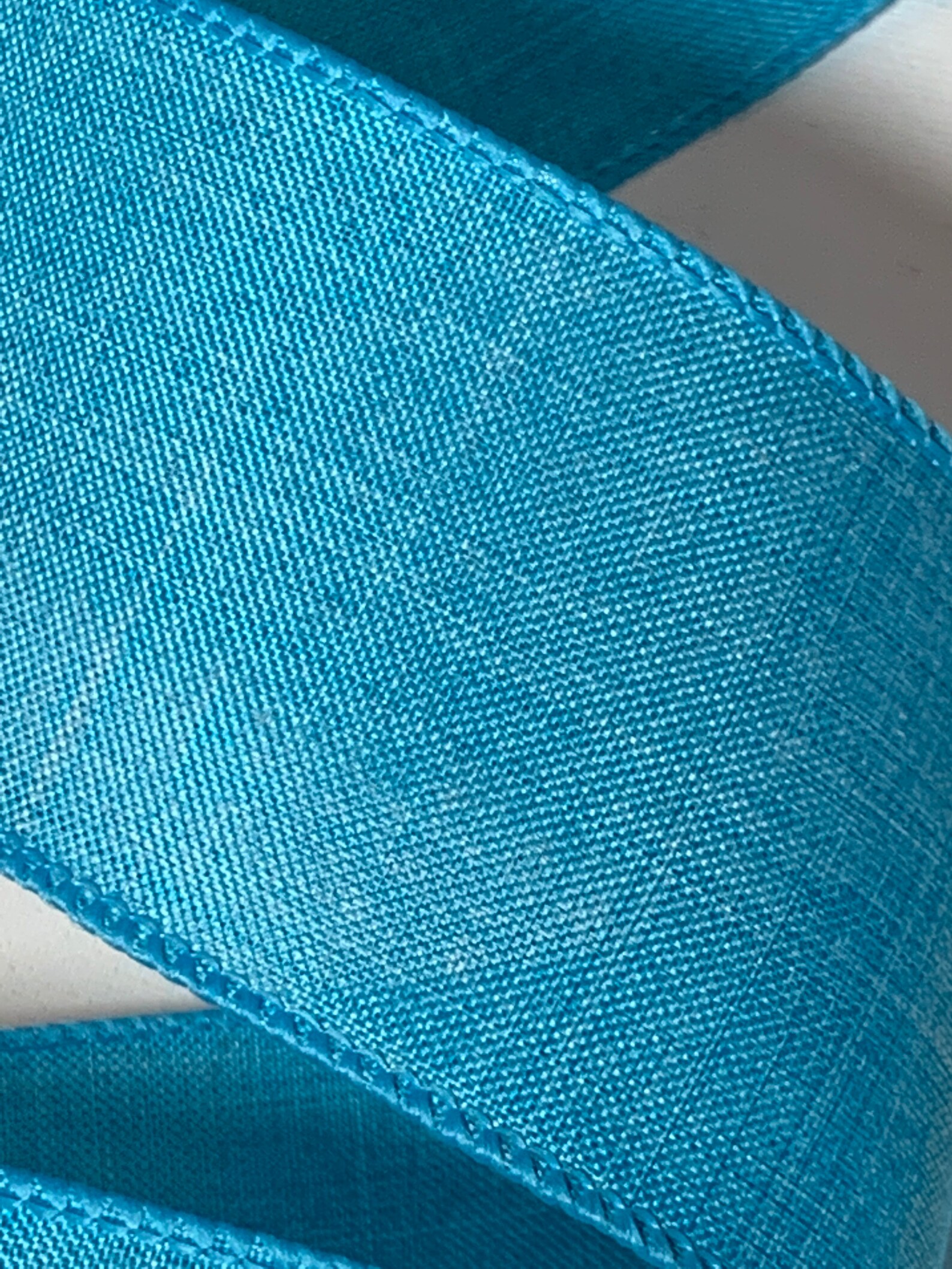 2.5 Turquoise Linen Ribbon Wired Ribbon 10 Yards Etsy