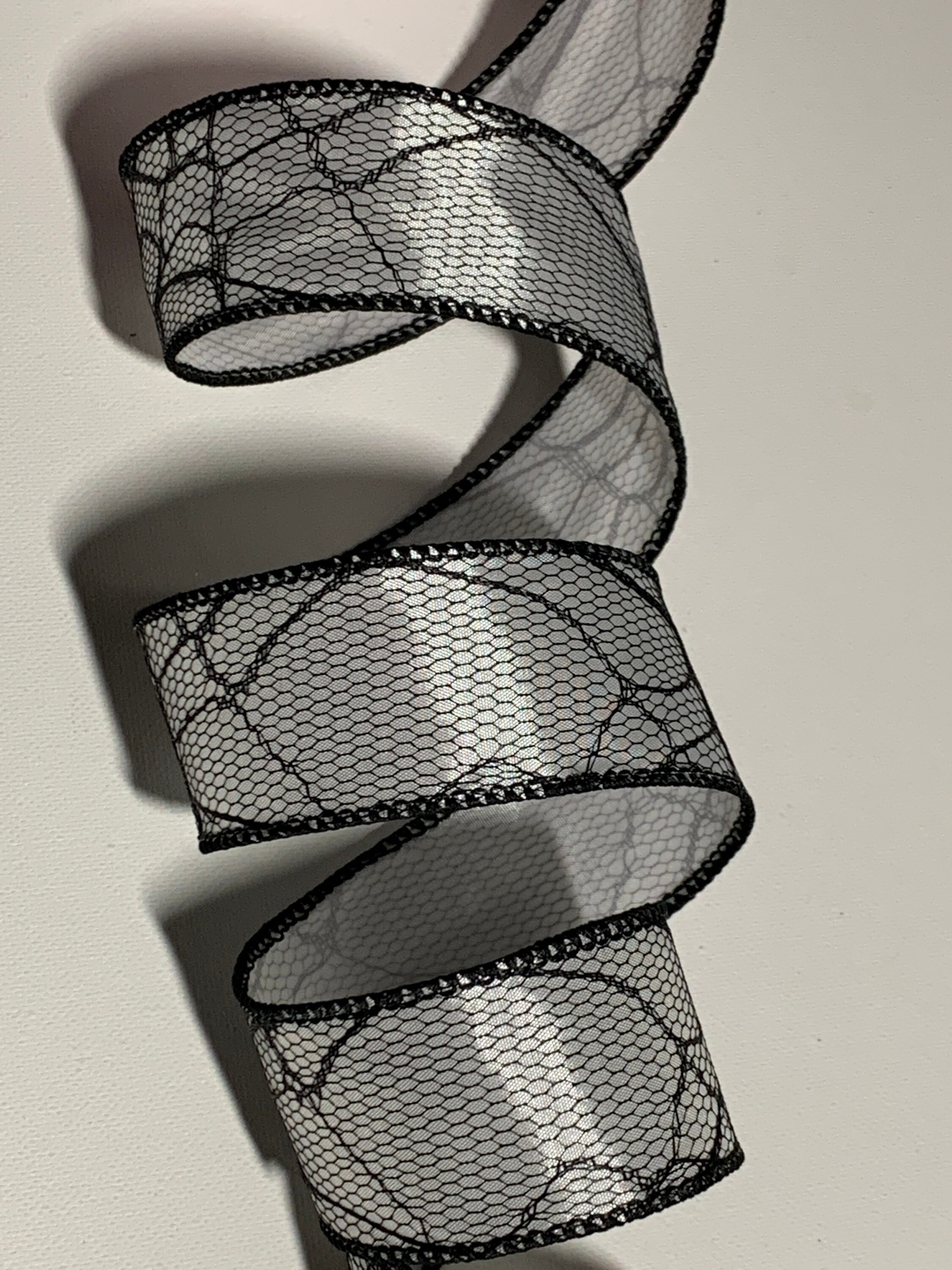 1.5 Spider  Ribbon Black  on Silver Satin Ribbon Etsy