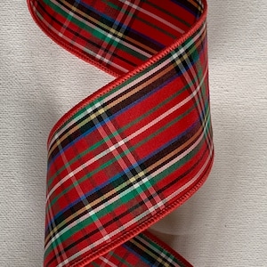 2.5" Red Plaid Ribbon ~ Crisp ~ Wired Edges ~ 10 Yard Roll ~ Choice of