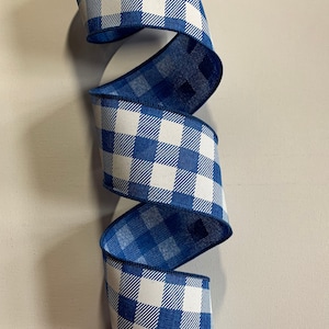 Checkerboard Ribbon, Navy Blue and White Checkered Ribbon 7/8 Inch Wide X  10 Yards, 578 
