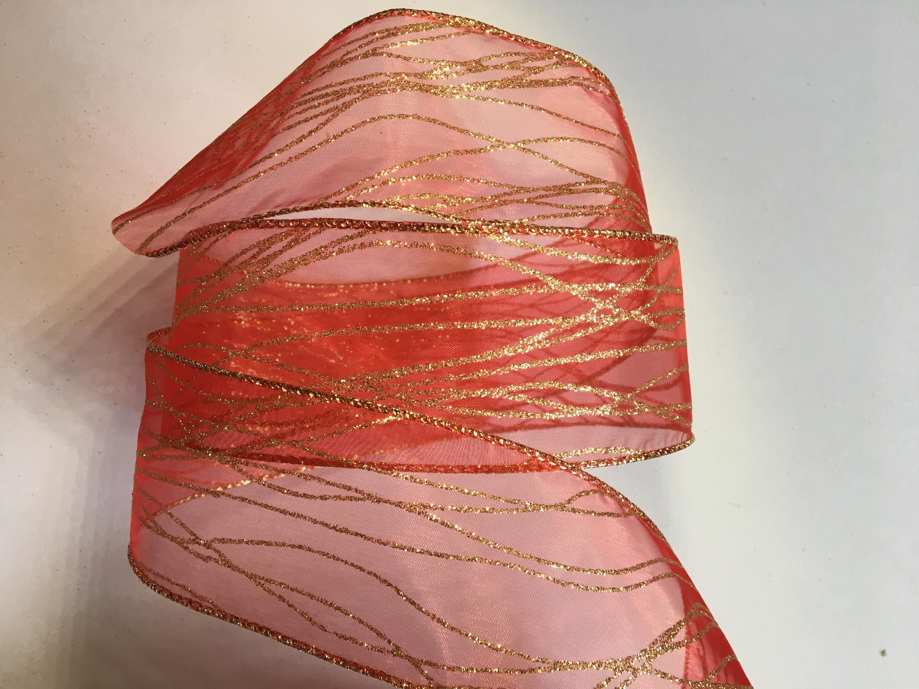 Ribbon By the Yard Wired Sheer Red Ribbon Etsy