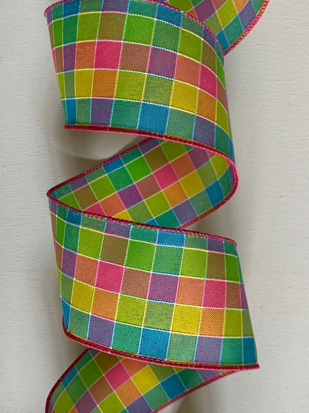 1.5” 2.5" or 4" Pastel Stitch Check Ribbon ~ Choose Width ~ Spring ...