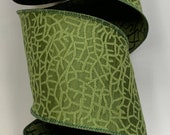 4 quot Jacquard Giraffe Ribbon Moss Green Wired Edges Soft d stevens 10 Yard Roll