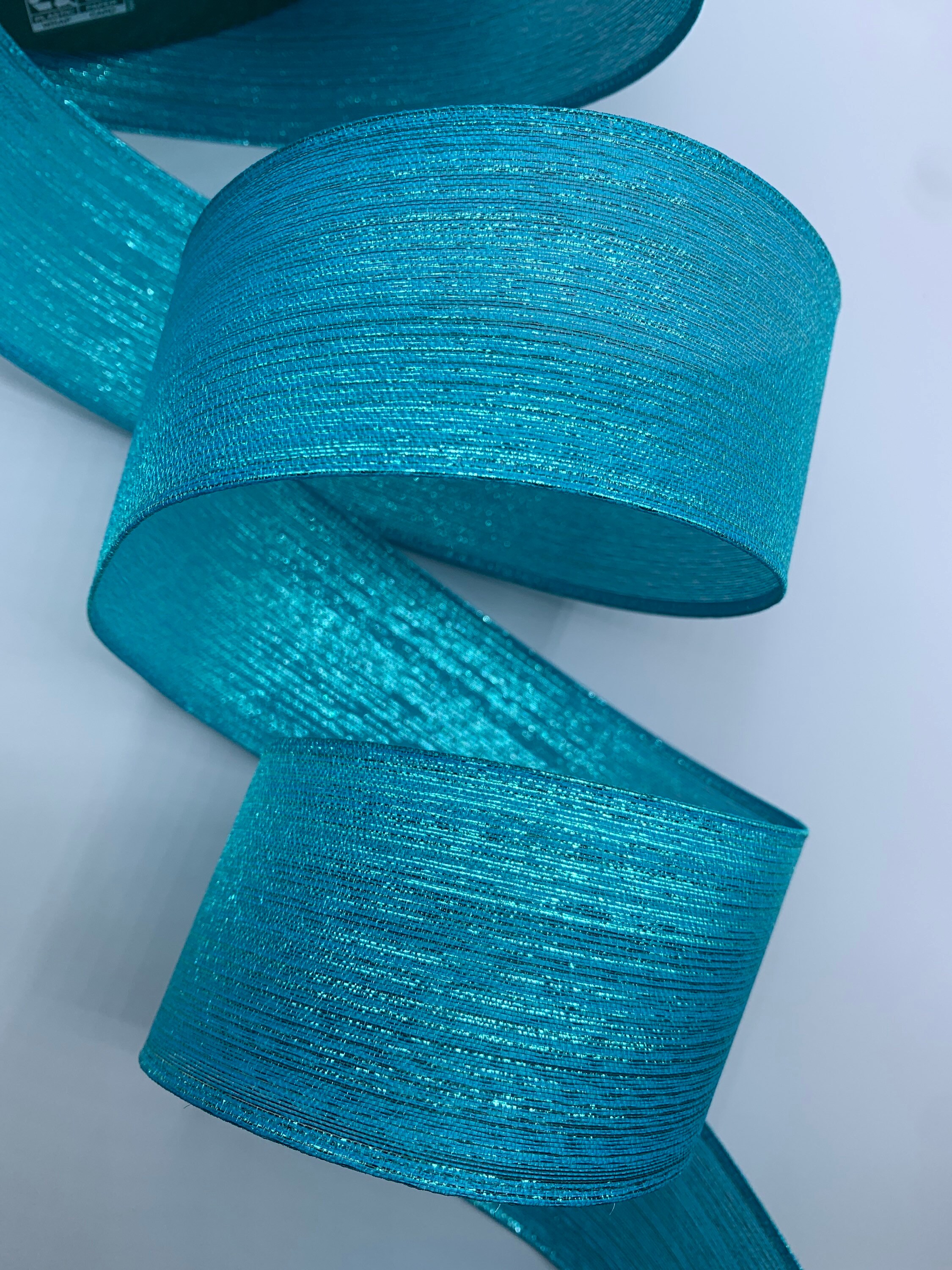 Turquoise Ribbed Ribbon 2.5