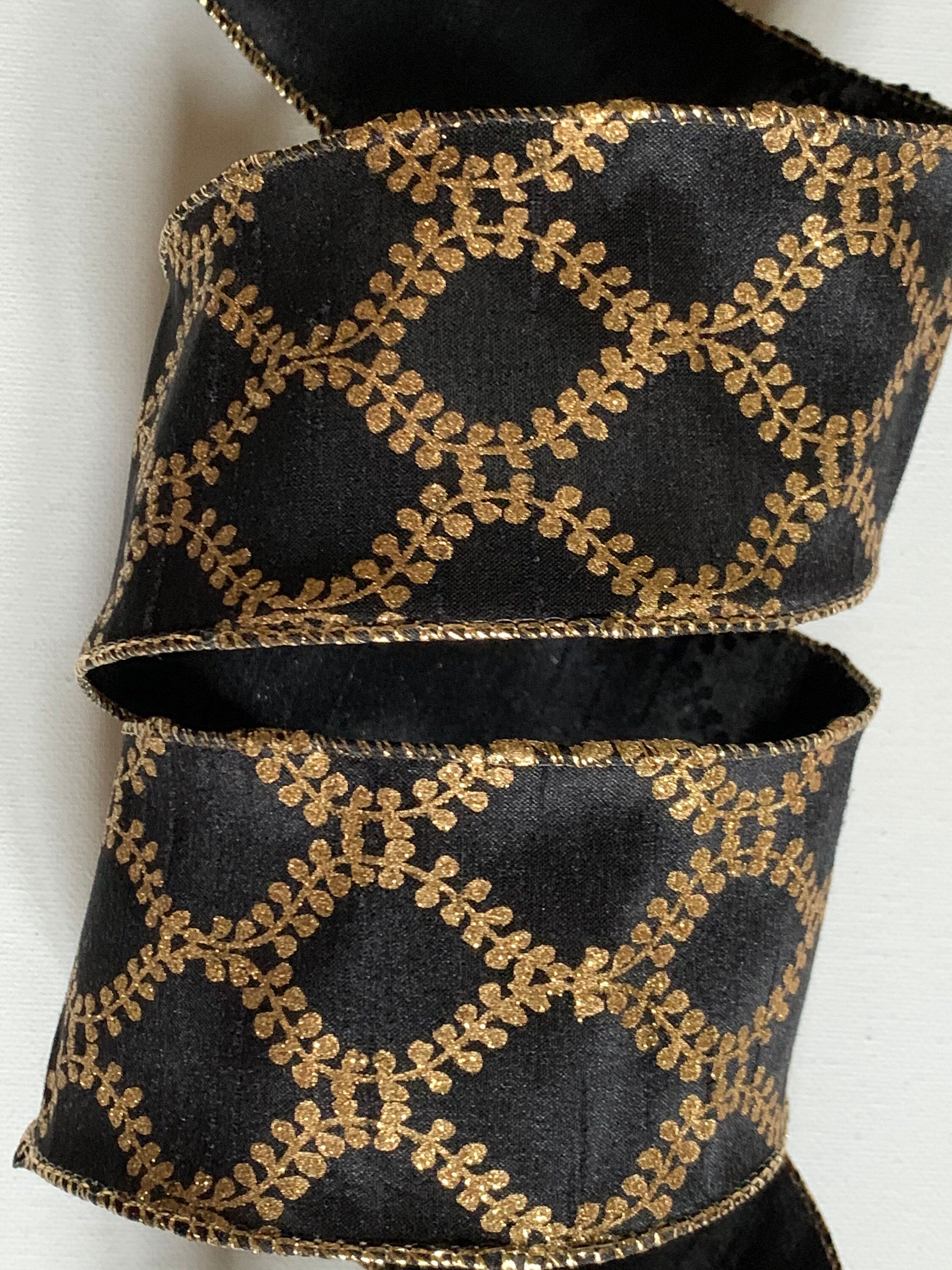 2.5 Filigree Crest Dupione Wired Ribbon Faux Silk - Etsy