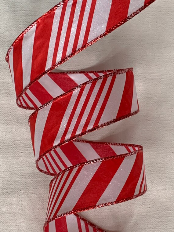 1.5 Red and White Striped Ribbon Candy Stripes | Etsy