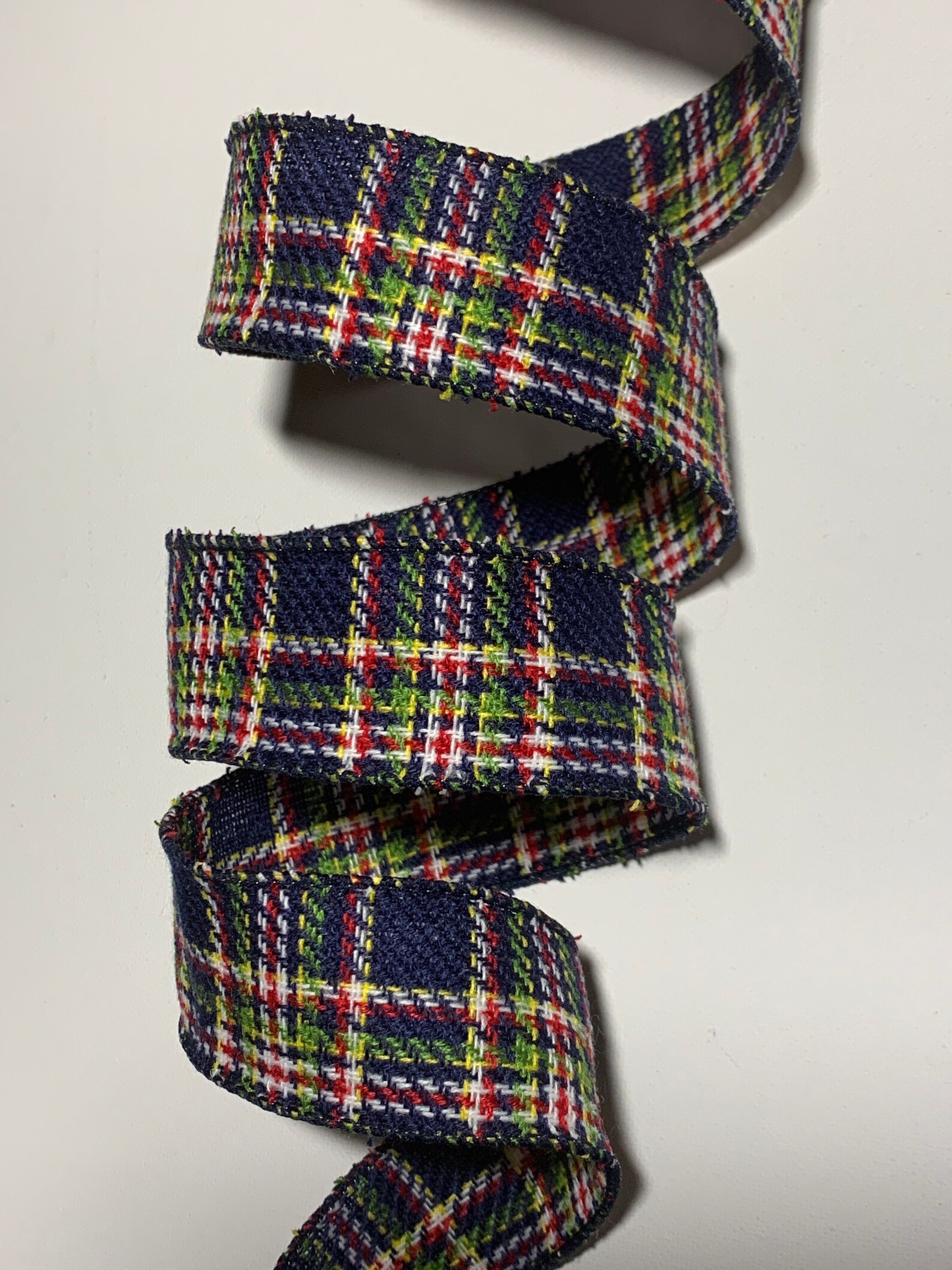 1.5 Faux Wool Plaid Wired Ribbon Navy Green Red Cream Etsy