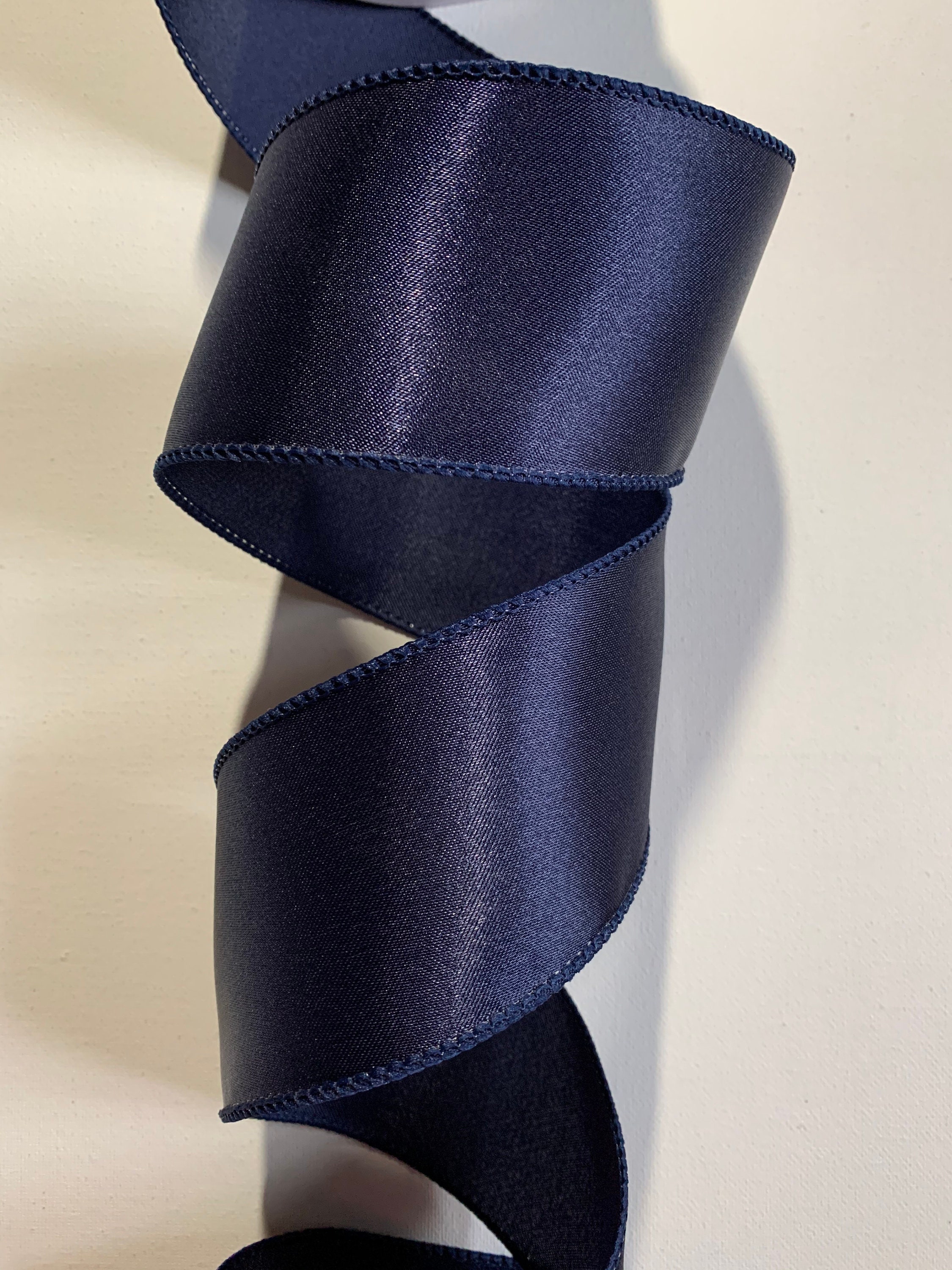 2.5 Navy Blue Satin Ribbon Wired Edges 10 Yard Roll - Etsy
