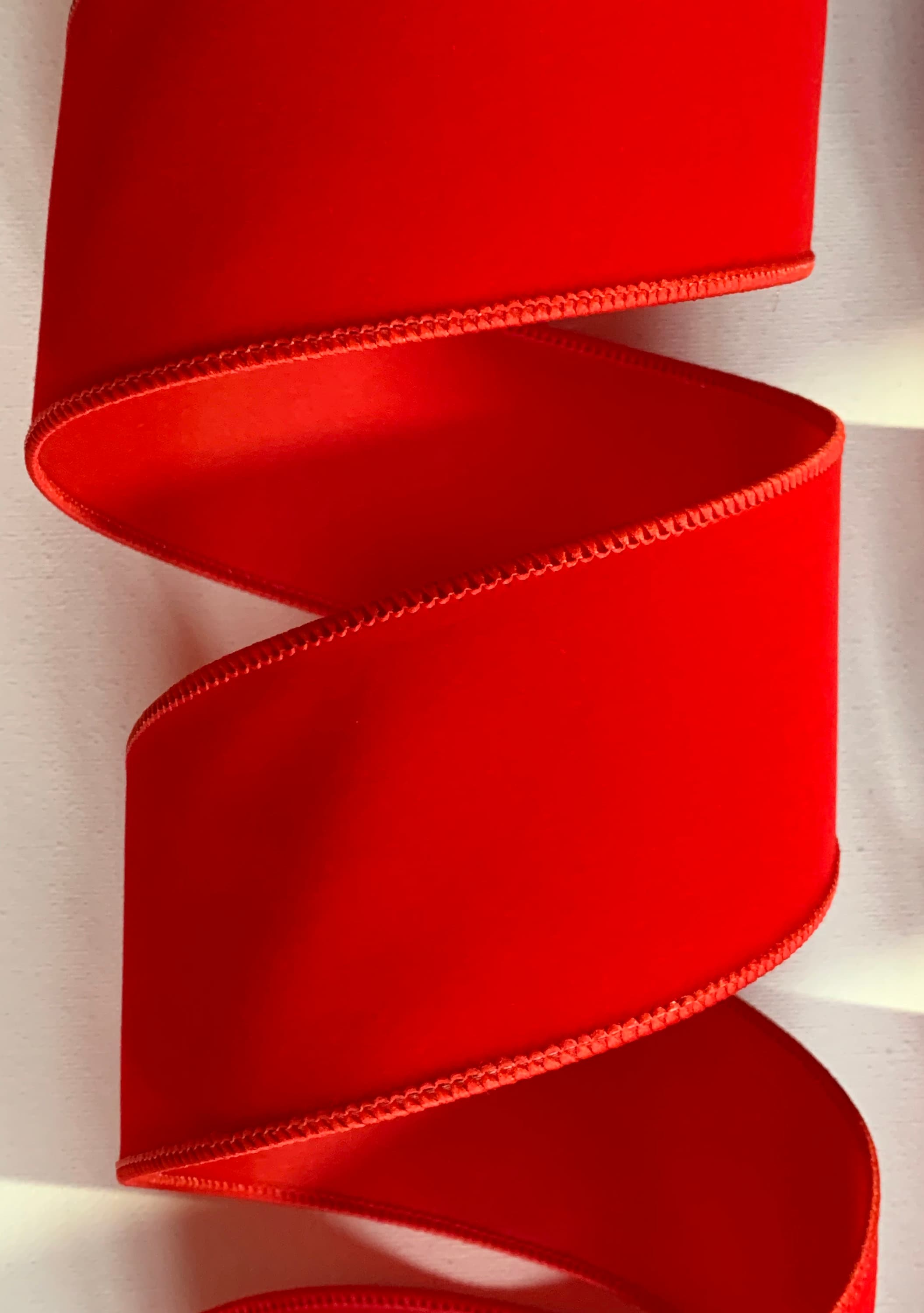 1.5 2.5 or 4 Bright Red or Scarlet / Brick Red Velvet Ribbon Wired Edges 10  Yard Roll or 50 Yard Roll 