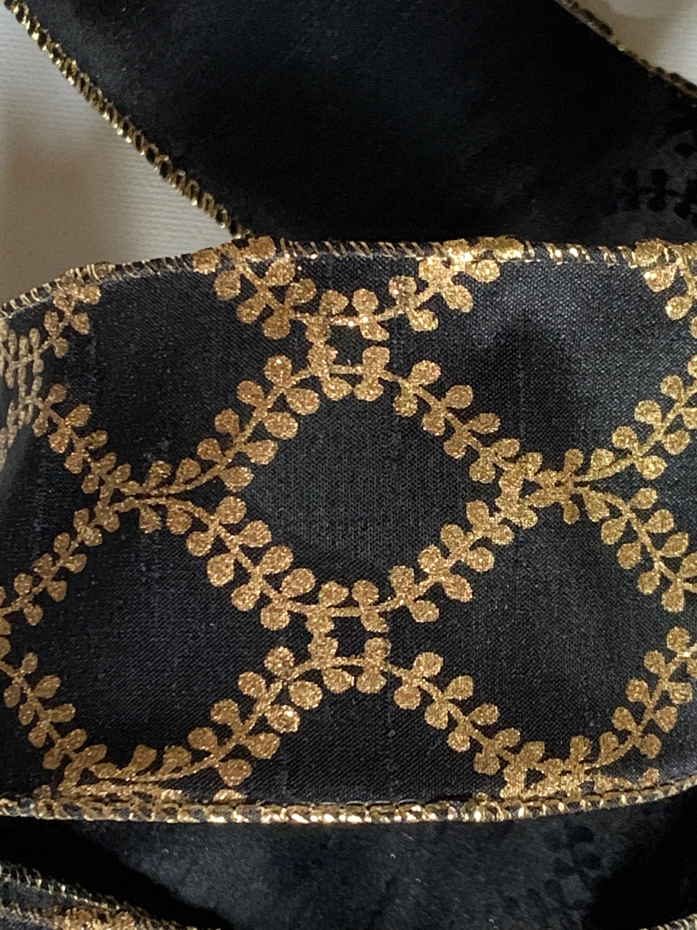 2.5 Filigree Crest Dupione Wired Ribbon Faux Silk - Etsy