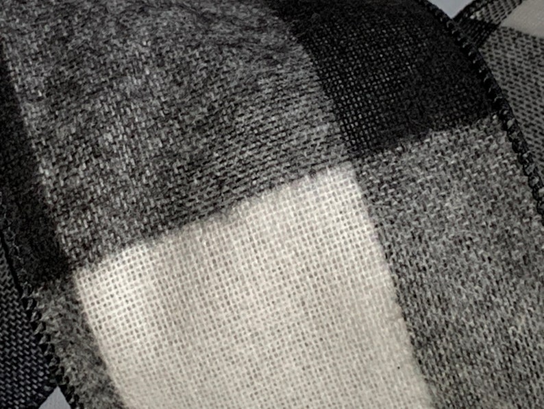 4 Black /& White Flannel Buffalo Check ~ Wired Edges ~ 10 Yard Roll