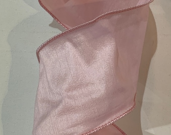 1.5" 2.5" or 4" Light Pink Faux Silk Ribbon ~ By The Roll ~ Anisha Pink ~ Wired Edges