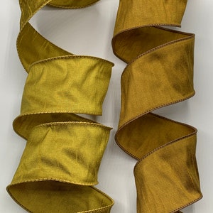 1.5&quot; 2.5&quot; or 4&quot; Gold or Antique Gold Dupioni Ribbon ~ Faux Silk ~ 10 Yard Roll ~ Wired Edges