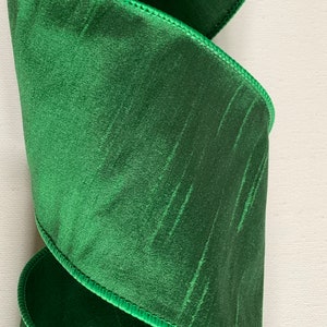 1.5" 2.5" or 4" Emerald Green Dupioni Faux Silk Ribbon ~ Wired Edges ~ 10 Yard Roll