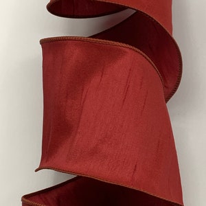1.5&quot; 2.5&quot; or 4&quot; Wine Dupioni Faux Silk Ribbon ~ Wired Edges ~ By The Roll