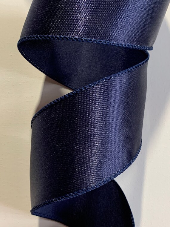 Solid Navy Blue Satin Ribbon Wired 2.5 x 10Yds – The Wreath Shop
