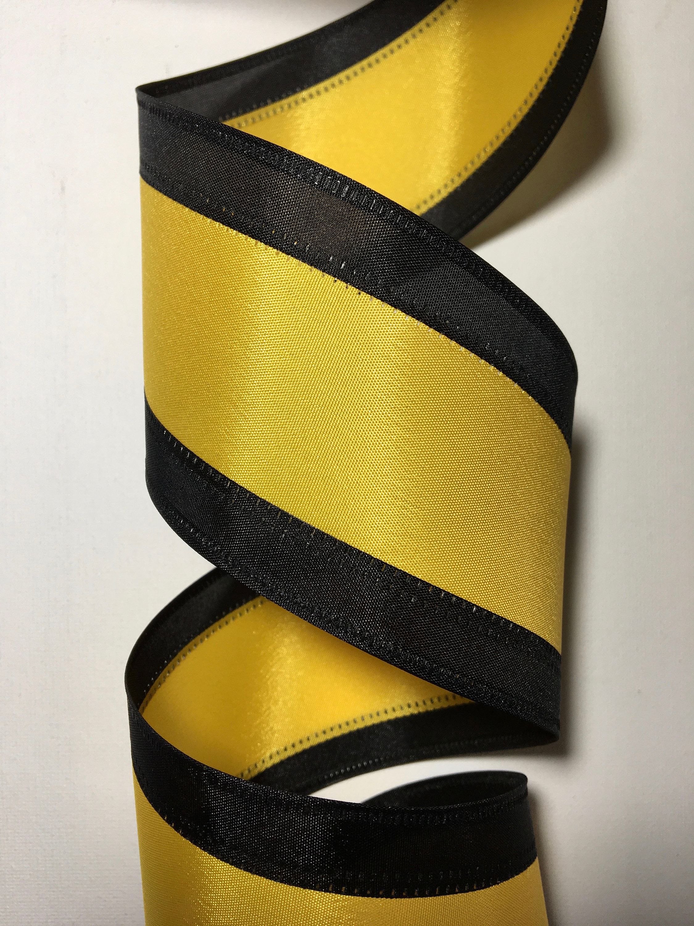 2.5 Black and Gold Stripe Ribbon Wired Edges Sold by the Etsy