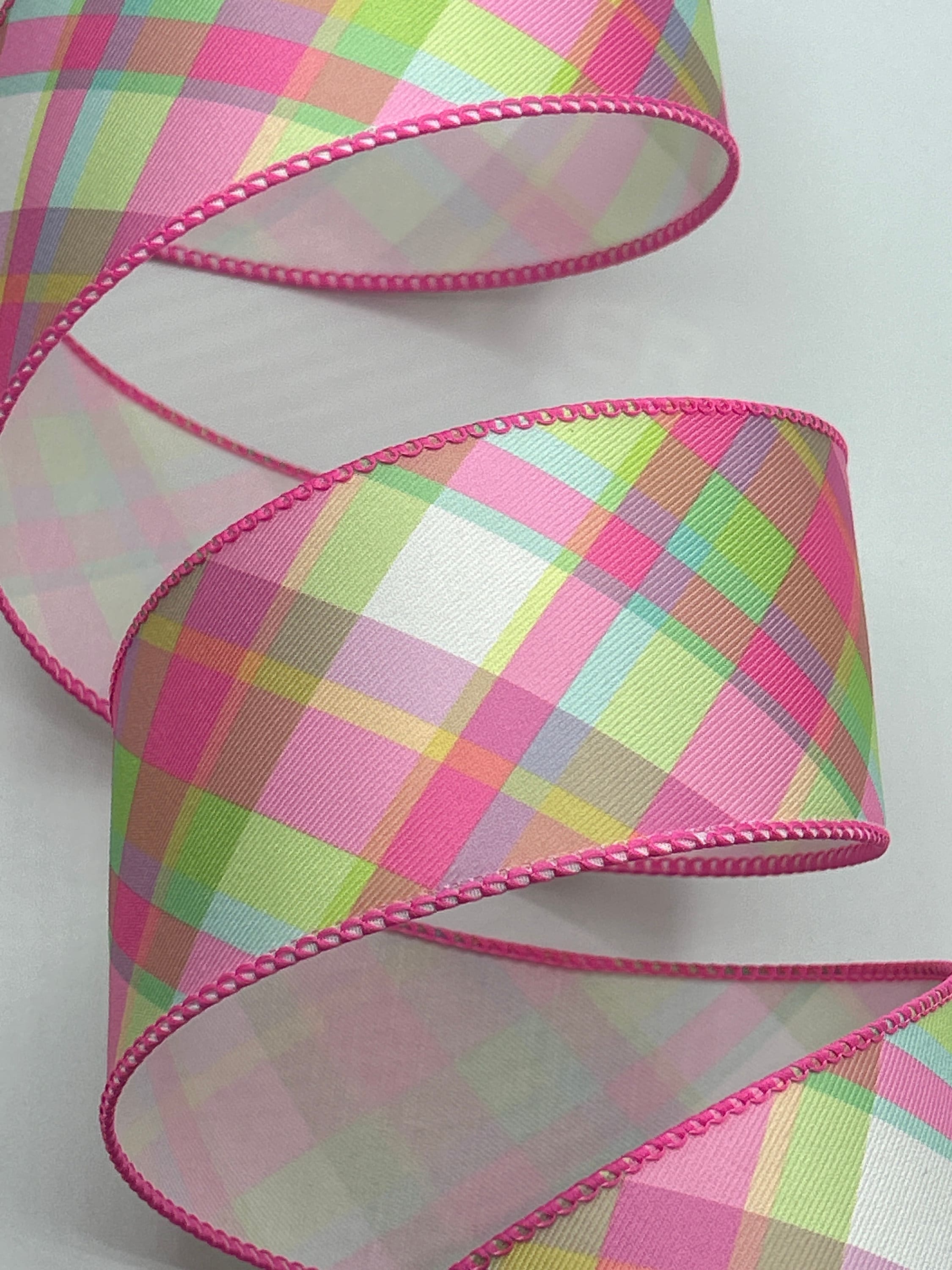 Pink Plaid Pattern Ribbon 2.5