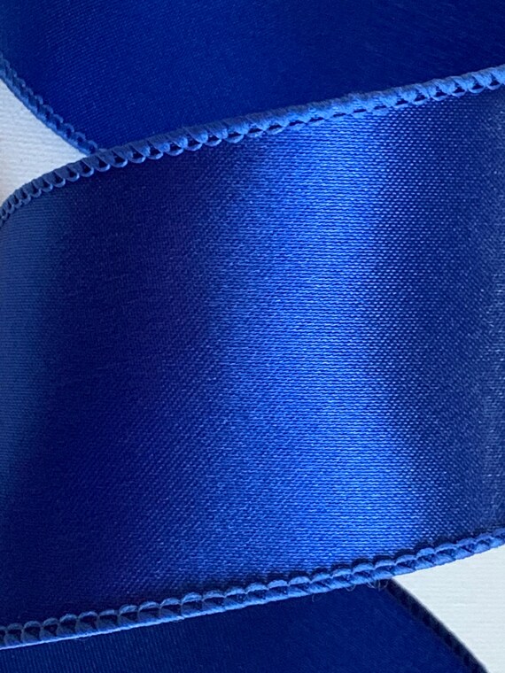 2.5 x 10yd Royal Blue Wired Edge Satin Ribbon, Everyday Ribbon