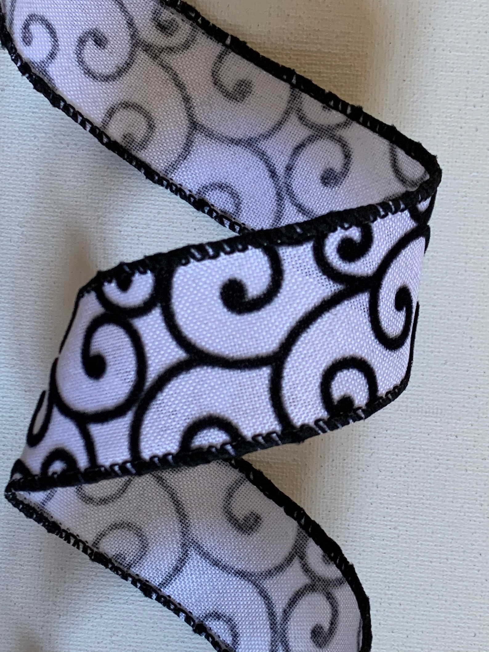 2.5 or 1.5 Black and White Wired Ribbon Black Etsy