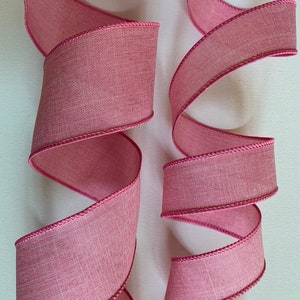 1.5" or 2.5" Pink Linen Wired Ribbon ~ Solid Color ~ Wired Edges ~ 10 Yard Roll