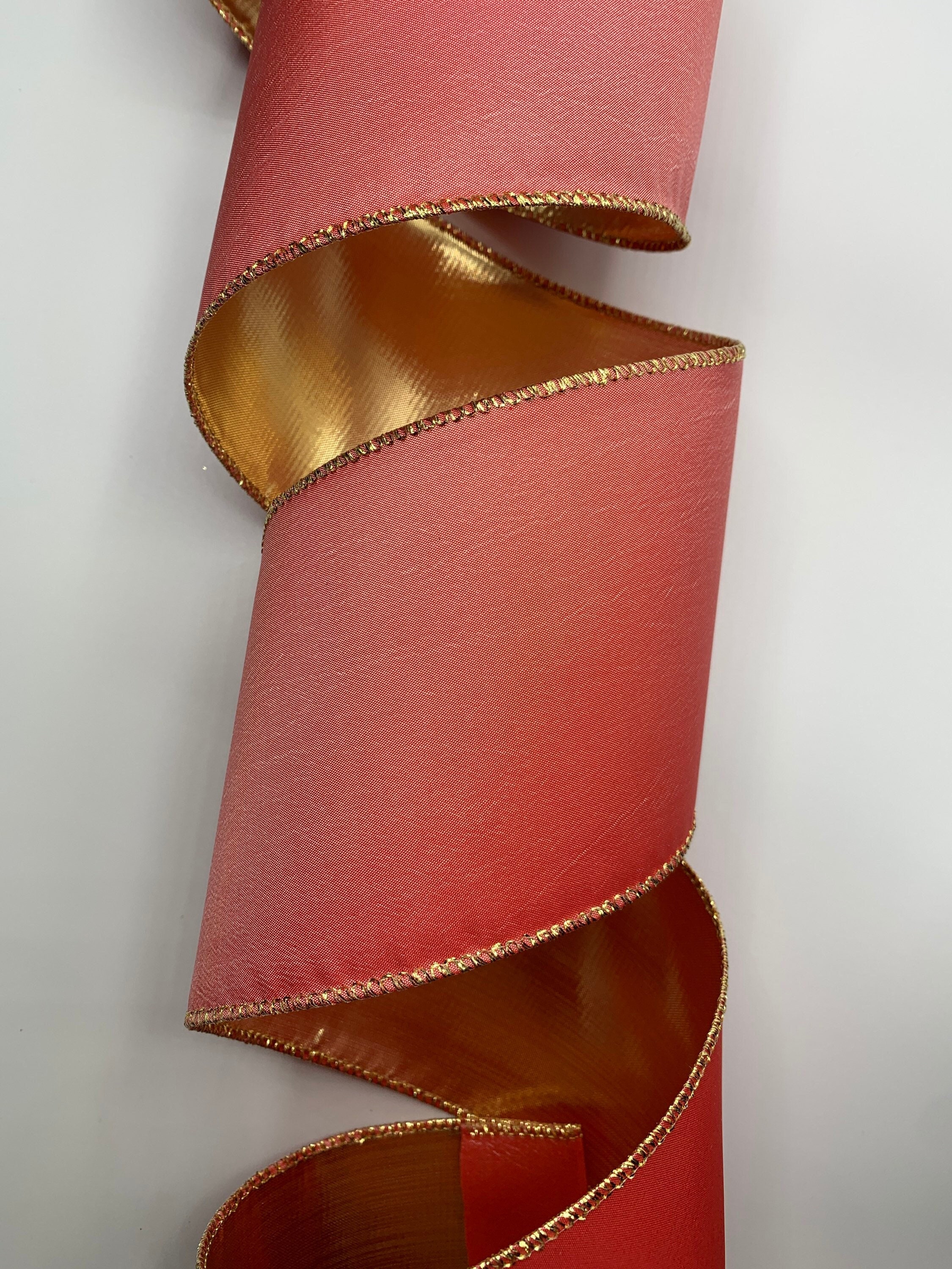 1 Burgundy and Gold Taffeta Wired Ribbon, D Stevens Ribbon, Burgundy Ribbon,  Burgundy and Gold Ribbon, Narrow Ribbon, Burgundy Wired Ribbon