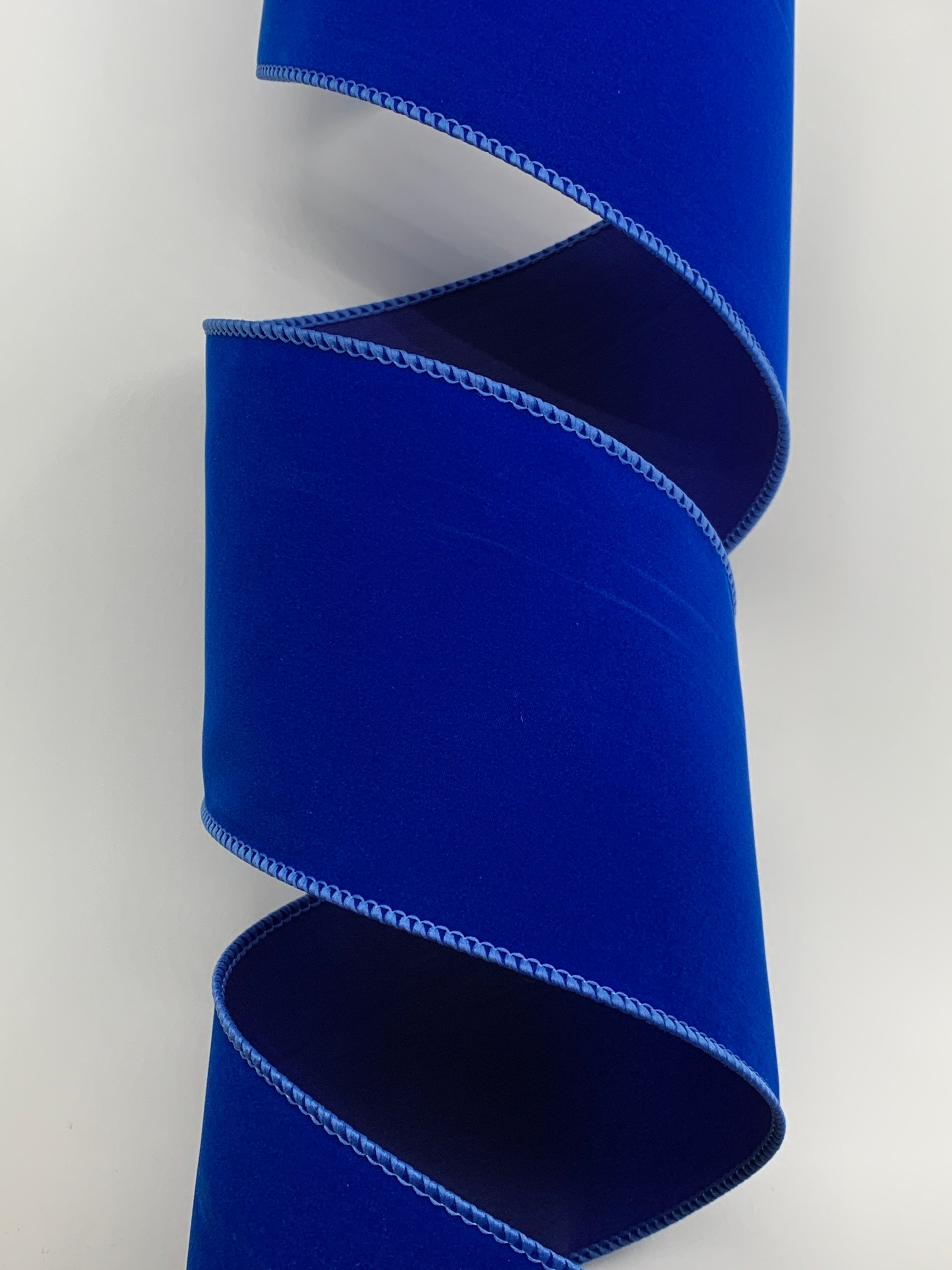 2.5 or 4 Royal Blue Velvet Ribbon Wired Edges 10 Yard Roll 