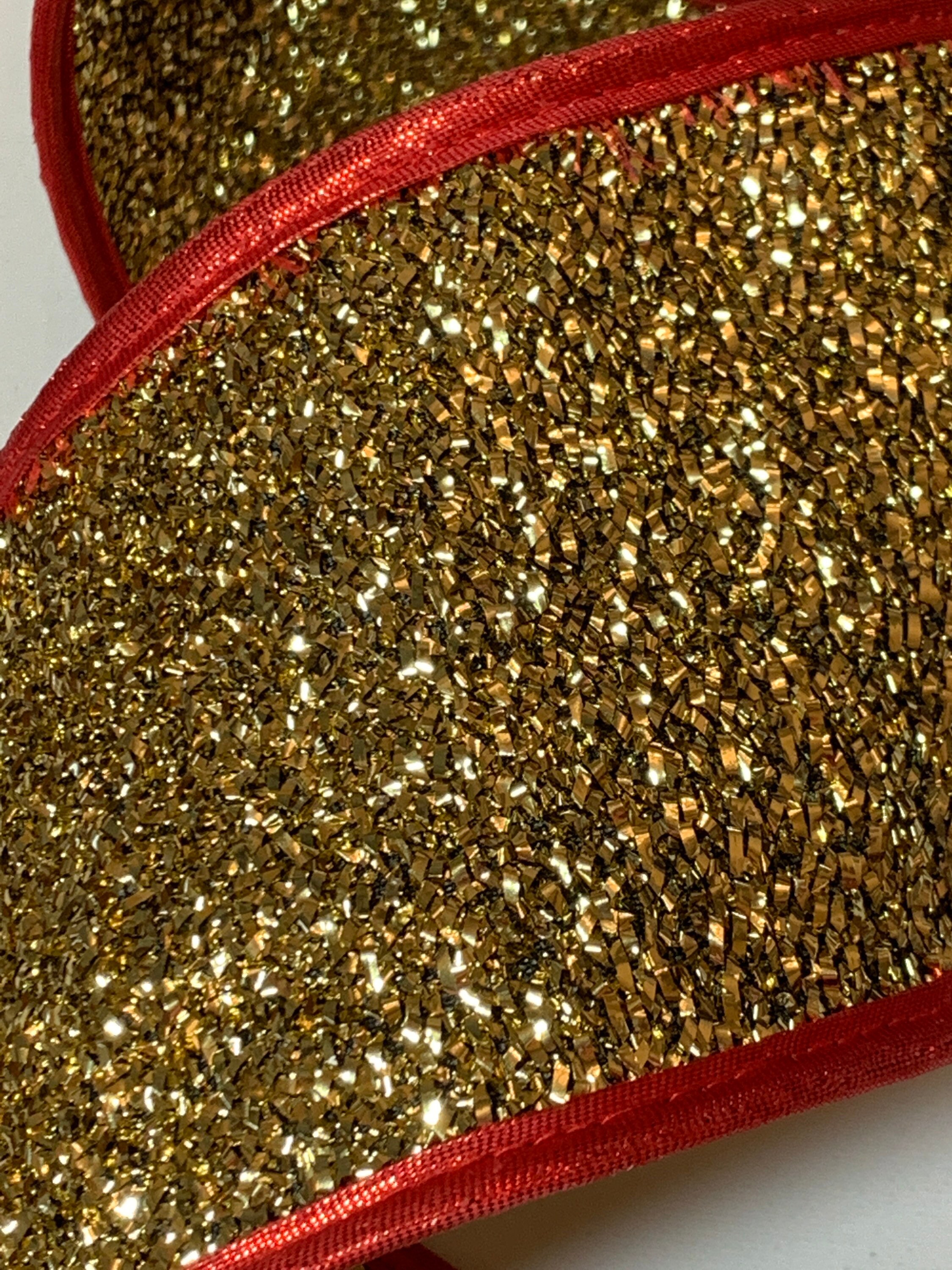 4 Gold Tinsel Lame Ribbon With Red Wired Edges Sold by Etsy UK