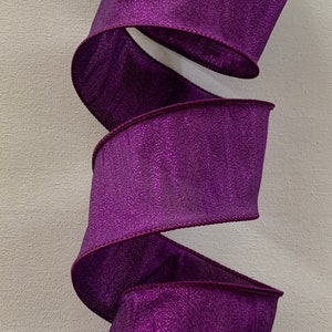 2.5" Purple Metallic Lame' Dupioni Ribbon ~ Sparkle ~ No Glitter ~ Wired Edges ~ 10 Yard Roll