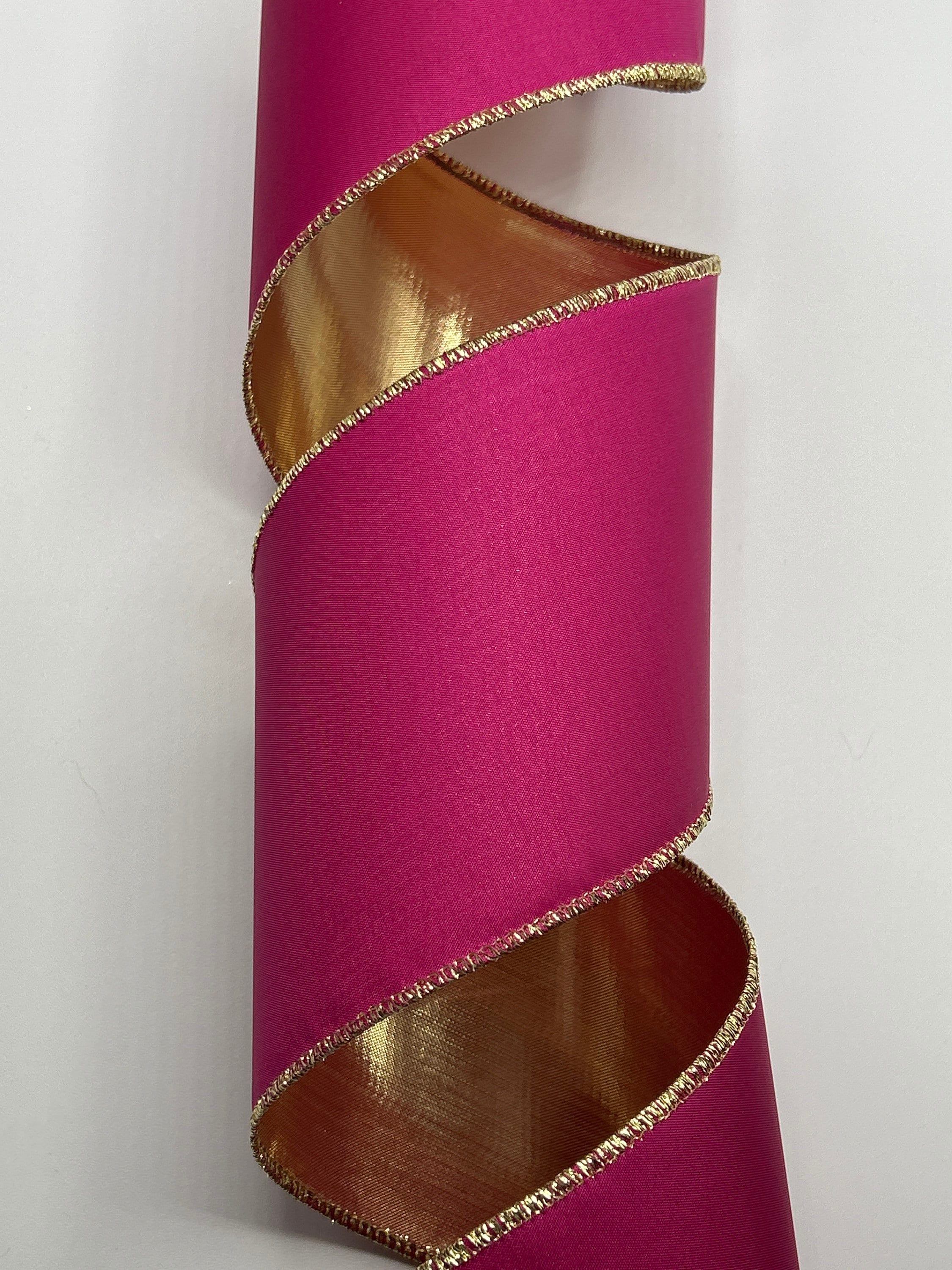 4 Hot Pink Wired Satin Ribbon, Farrisilk Ribbon, Satin Ribbon