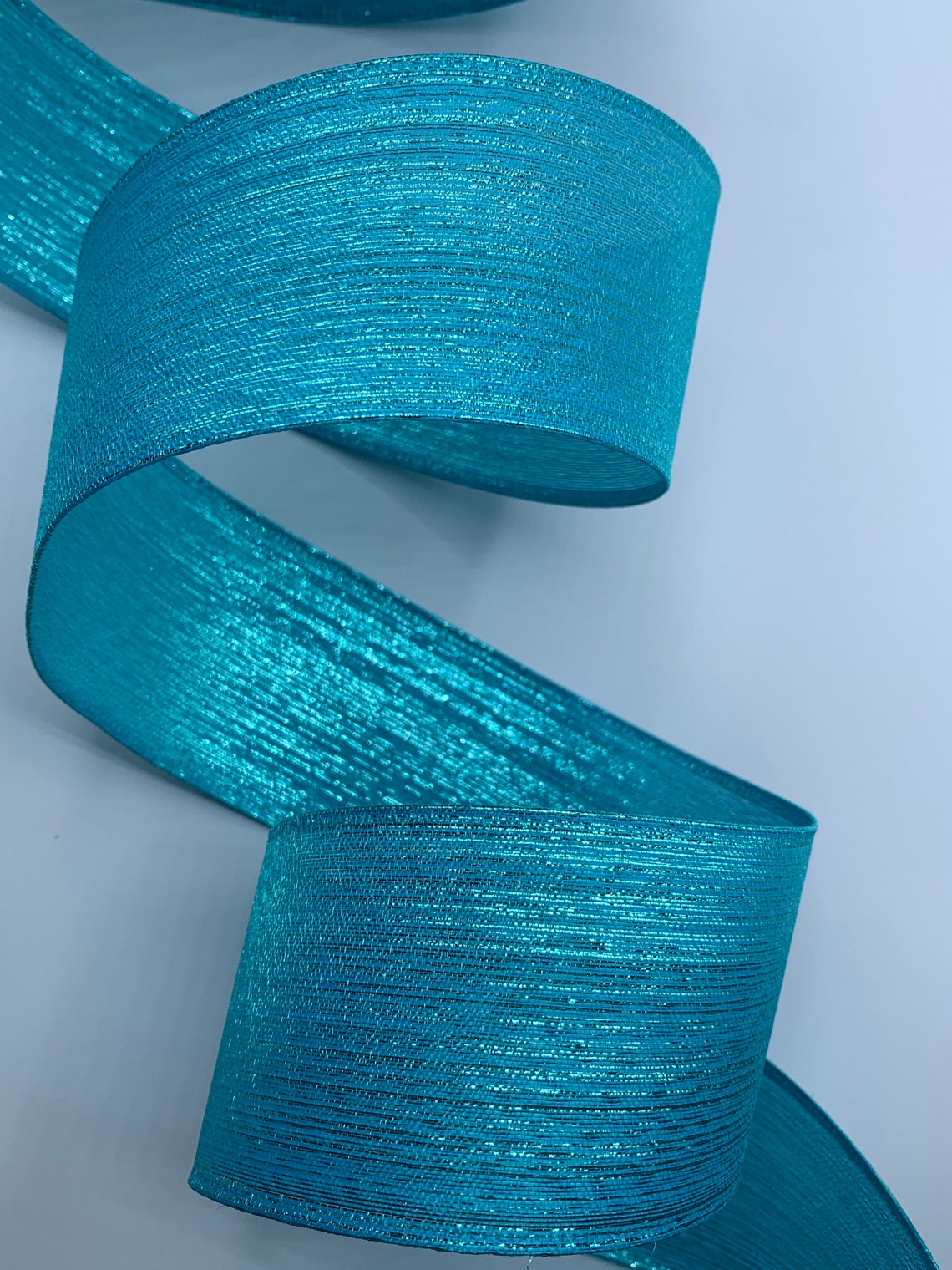 Turquoise Ribbed Ribbon 2.5