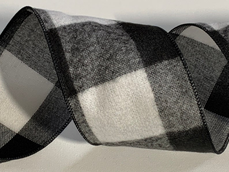 4 Black /& White Flannel Buffalo Check ~ Wired Edges ~ 10 Yard Roll