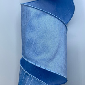 1.5&quot; 2.5&quot;  or 4&quot; Light Blue Dupioni Ribbon ~ Wired Edges ~ Faux Silk ~ 10 Yard Roll