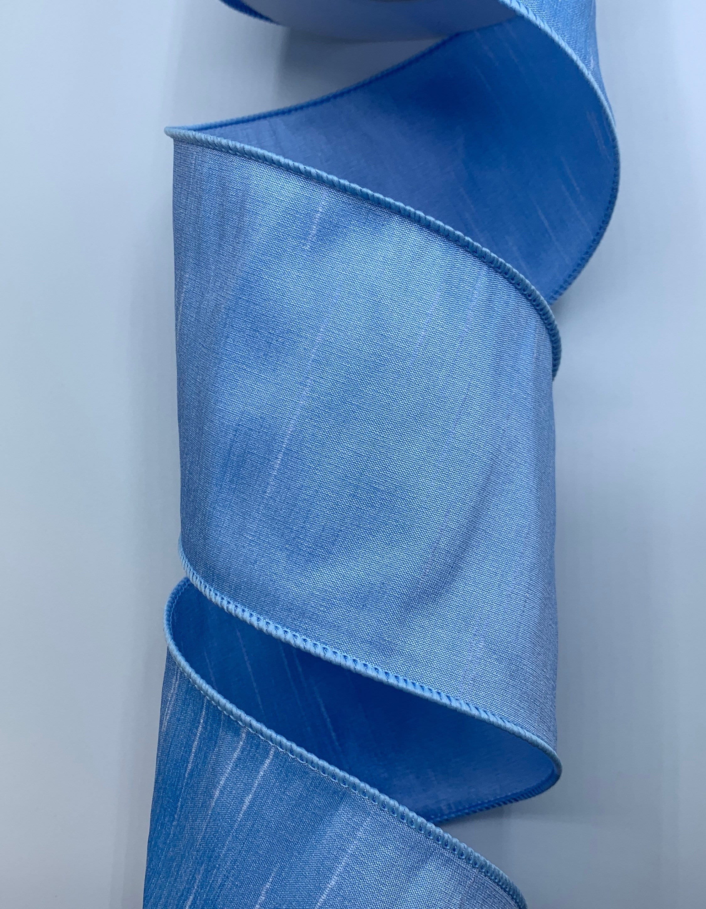 1.5" 2.5"  or 4" Light Blue Dupioni Ribbon ~ Wired Edges ~ Faux Silk ~ 10 Yard Roll