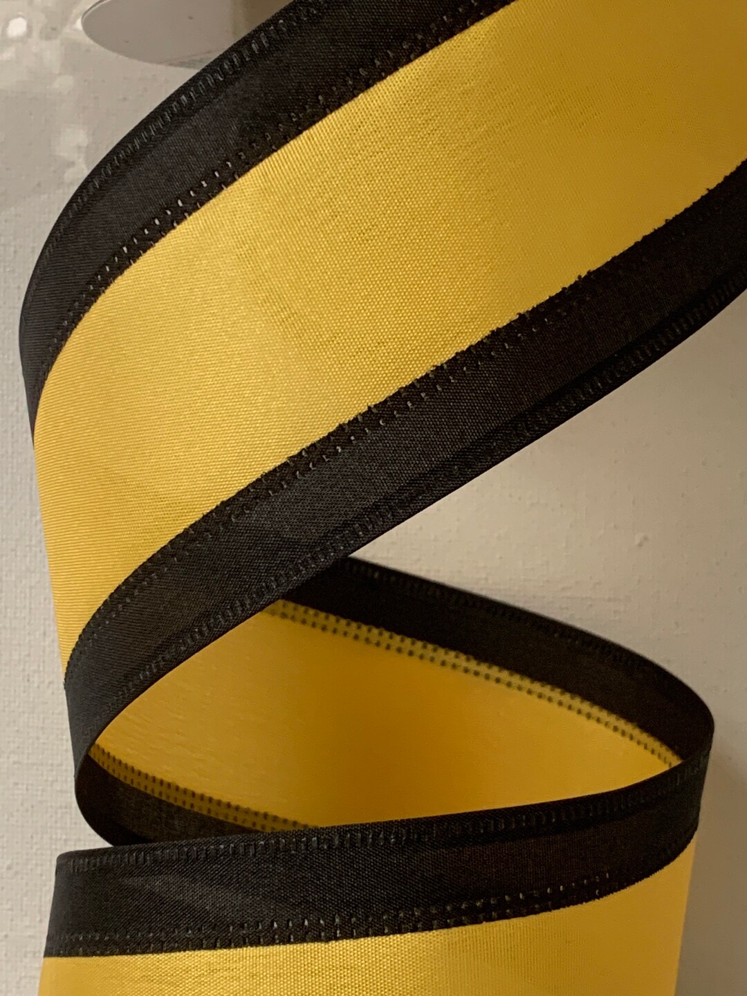 2.5 Black and Gold Stripe Ribbon Wired Edges Sold by the Etsy