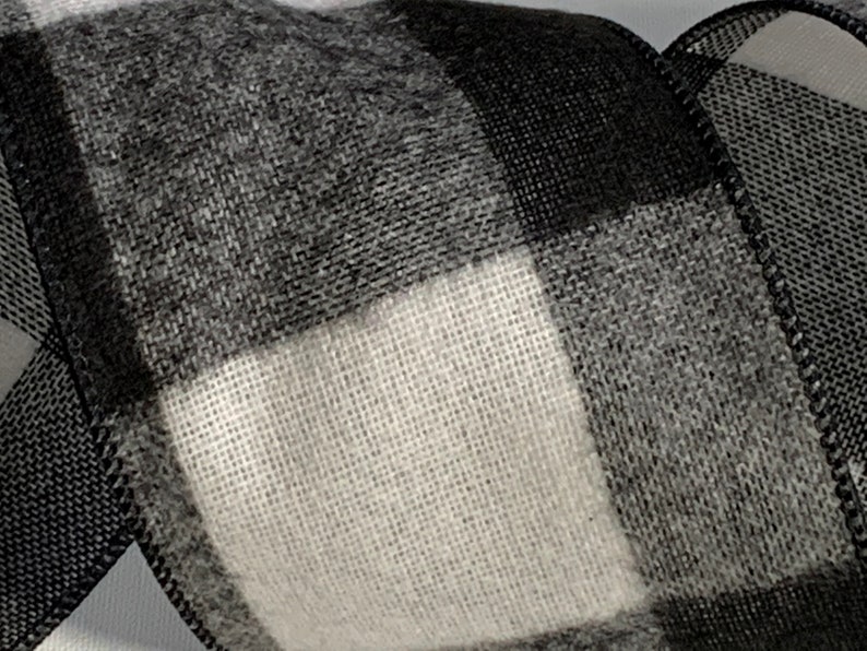 4 Black /& White Flannel Buffalo Check ~ Wired Edges ~ 10 Yard Roll